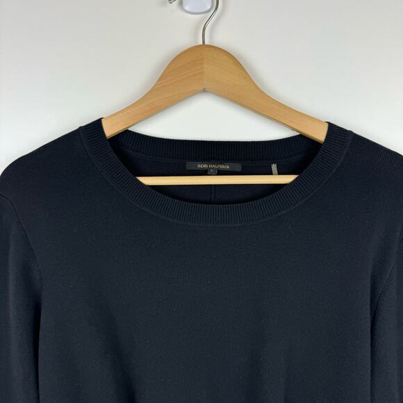 Kobi Halperin Womens Open Back Side Slits Black Crewneck Sweater Sz XL | Neutral - Picture 6 of 16